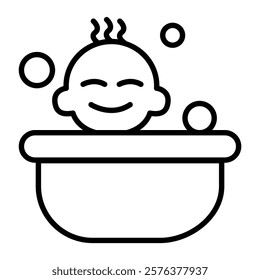 Baby bath icon in thin line style