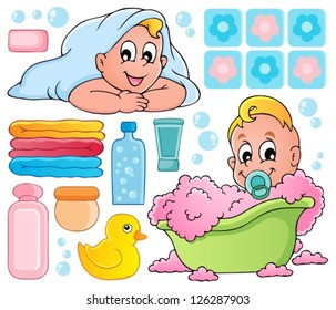 Baby bath theme collection 1 - vector illustration.