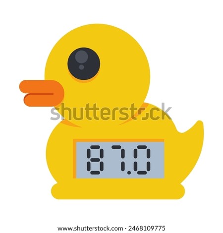Baby bath thermometer duck vector cartoon illustration isolated on a white background.