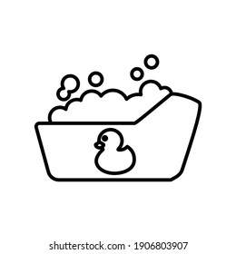 Baby bath tub line icon