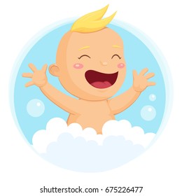 Baby in bath vector illustration