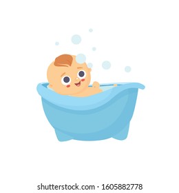baby bathes in a baby bath vector illustration