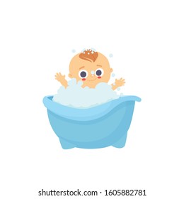 baby bathes in a baby bath vector illustration