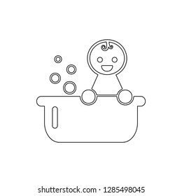 baby in a bathing bath icon. Element of cyber security for mobile concept and web apps icon. Thin line icon for website design and development, app development