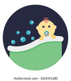 A baby bathing time, flat icon design