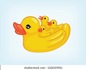 Baby Bathing Toys Duck Family vector, cute design