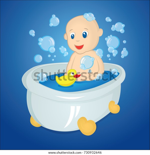 Baby Bathtub Cartoon Style Vector Illustration Stock Vector (Royalty ...