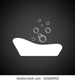 Baby bathtub icon. Black background with white. Vector illustration.