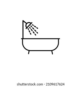 Baby bathtub linear icon. Thin line illustration. Taking bath. Contour symbol. Vector isolated outline drawing. Editable stroke eps 10