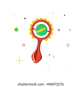 Baby Beanbag, Children Toy Rattle Icon, Thin Line Flat Style. Vector, Illustration