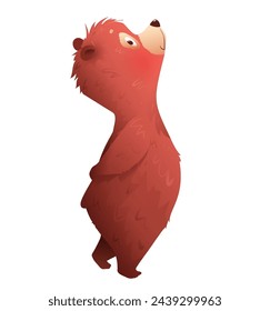 Ilustración de personaje animal de oso bebé para niños. Diseño de animales de zoológico dibujado a mano. Lindo oso pardo o de peluche. Personaje de animales ilustrados vectoriales para niños.