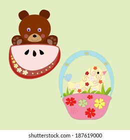baby bear and bird