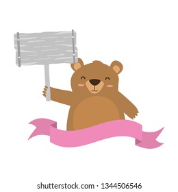 baby bear with board