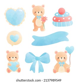 baby bear, baby boy vector illustration