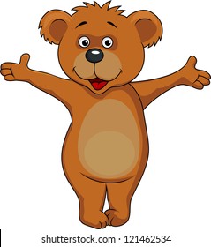 Baby bear cartoon waving