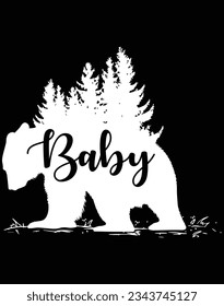 Baby bear EPS file for cutting machine. You can edit and print this vector art with EPS editor.