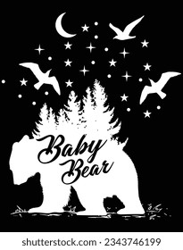 Baby bear EPS file for cutting machine. You can edit and print this vector art with EPS editor.