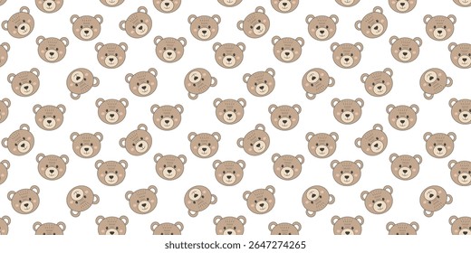 Patrón de Vector sin costuras de la cara del oso del bebé