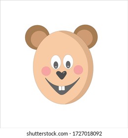 Baby bear, face with a smile vector. llustration for printing, backgrounds, wallpapers, covers, packaging, greeting cards, posters, stickers, textile and seasonal design. Isolated on white background.