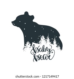 Baby Bear, Bear Family, Unique hand lettered Design.