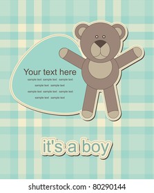 baby bear greeting card. vector illustration