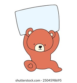 baby bear illustration carrying blank banner