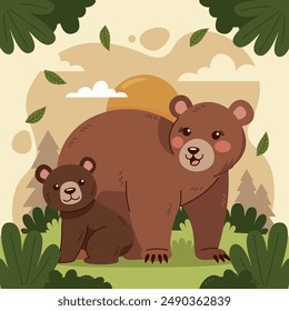 Babybär und Mama Bär Illustration Vektorgrafik Design