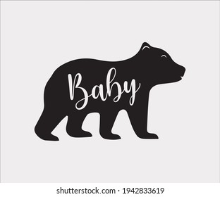 Baby Bear Printable Vector Illustration, Cute baby bear, Baby Bear clipart, Silhouette, Teddy Bear