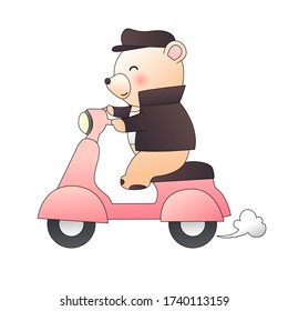 Baby Bear Ride Pink Motorcycle