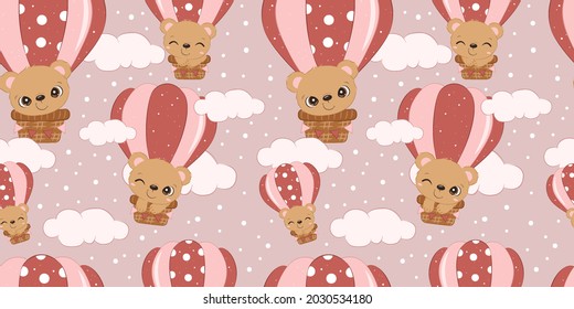 baby bear seamless pattern perfect for wallpaper, backgrounds, invitations, packaging design projects. 
Surface pattern design.