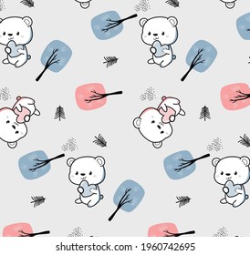 Baby bear seamless pattern for print design and other design