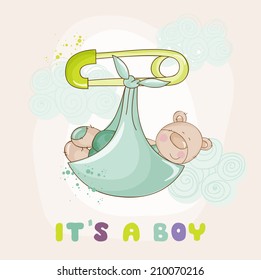 Baby Bear Shower or Arrival Card - in vector