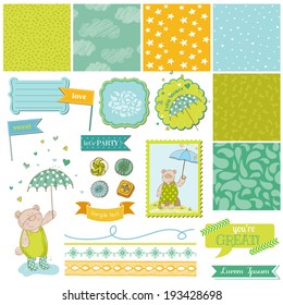 Baby Bear Shower Theme - Scrapbook Design Elements - in vector