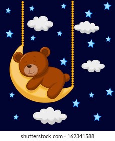 Baby Bear Sleeping On The Moon