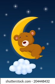 Baby Bear Sleeping On The Moon