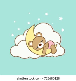 baby bear sleeping on the moon
