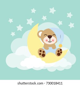 baby bear sleeping on the moon
