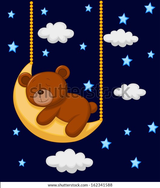 Bebe Ours Dormant Sur La Lune Image Vectorielle De Stock Libre De Droits