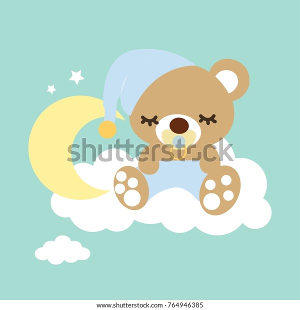 Baby Bear Sleeping On Moon Stock Vector (Royalty Free) 764946385