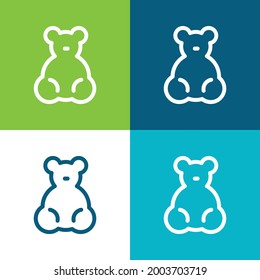 Baby Bear Toy Flat Vier Farben minimale Icon Set