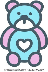 Baby bear toy, illustration, vector on a white background.