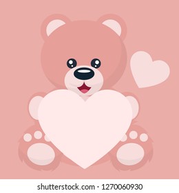 Love Bear Red Hearts Flat Design Stock Vector (Royalty Free) 575662645