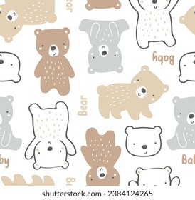 Baby bear vector, Forest friends, cute bear,
bear pattern, Cute bear repeat vector, Happy