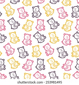 baby bears toys pattern. vector seamless pattern for baby shower with doodle bears 