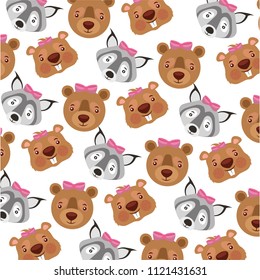 baby beaver with bear grizzly and wild pattern