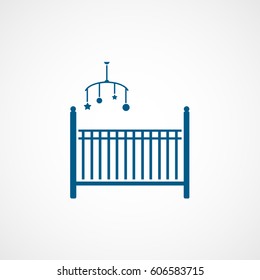 Baby Bed And Carousel Blue Flat Icon On White Background
