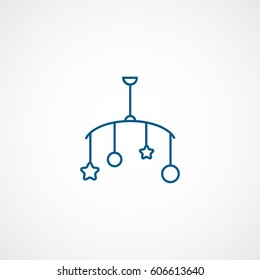 Baby Bed Carousel Blue Line Icon On White Background