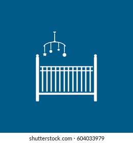 Baby Bed Carousel Flat Icon On Blue Background