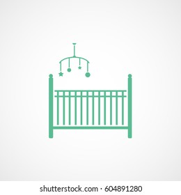Baby Bed Carousel Green Flat Icon On White Background