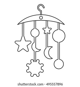 Baby bed carousel icon in outline style on a white background vector illustration